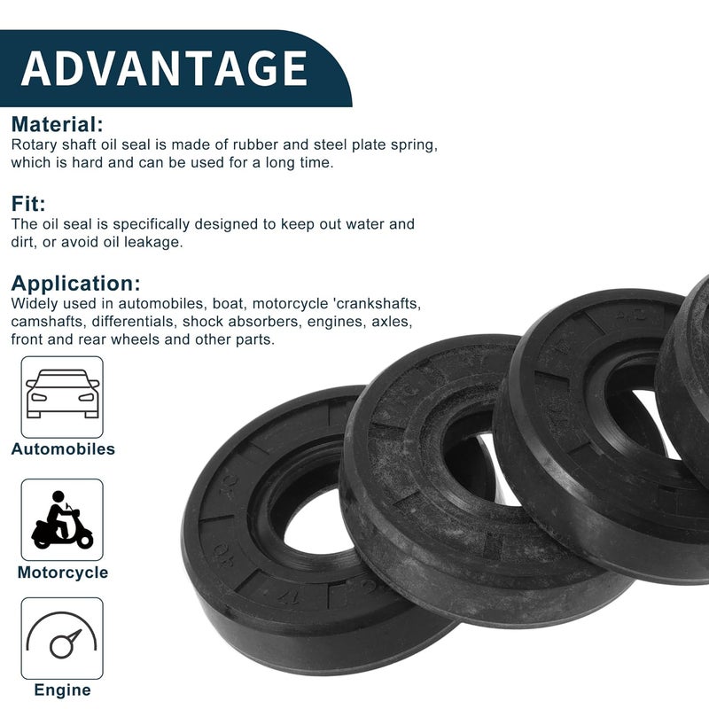 TUCKBOLD Universal Oil Seal TC Double Lip W Steel Spring Seal Ring Rotary Shaft Seal 17x40x10mm High Pressure NBR Rubber Black 5 Pcs - Image 4